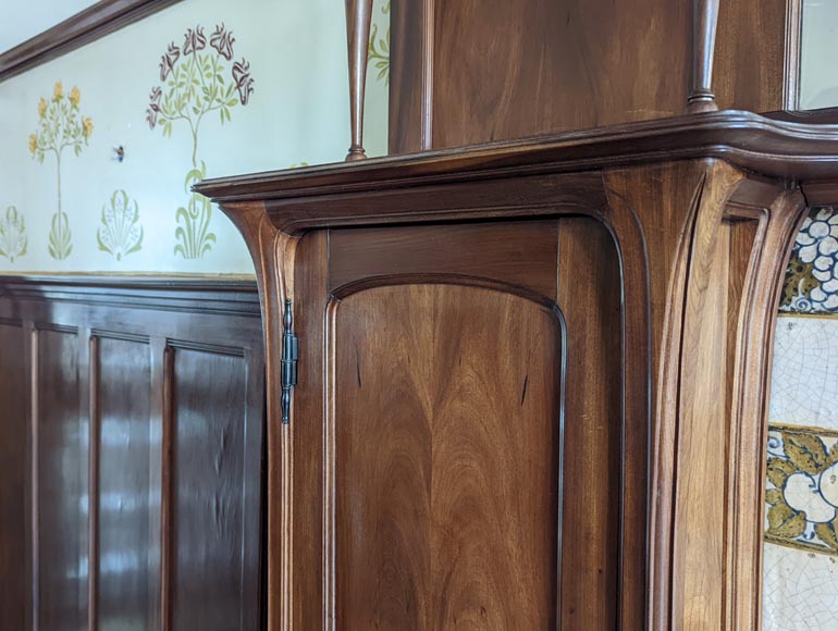 Boiserie de style Art Nouveau en acajou avec cheminée Boiserie de style Art Nouveau en acajou avec cheminée-9