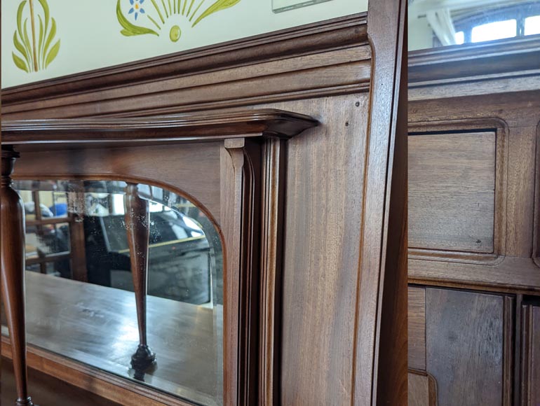 Boiserie de style Art Nouveau en acajou avec cheminée Boiserie de style Art Nouveau en acajou avec cheminée-15