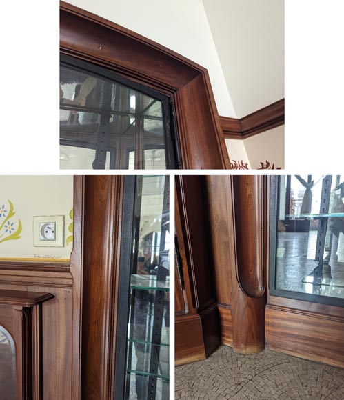 Boiserie de style Art Nouveau en acajou avec cheminée Boiserie de style Art Nouveau en acajou avec cheminée-21
