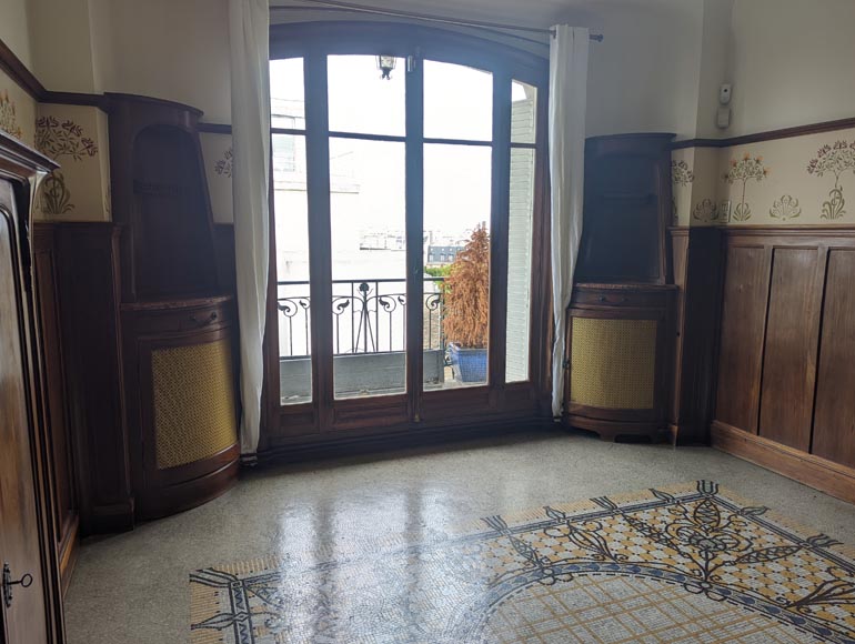 Boiserie de style Art Nouveau en acajou avec cheminée Boiserie de style Art Nouveau en acajou avec cheminée-22