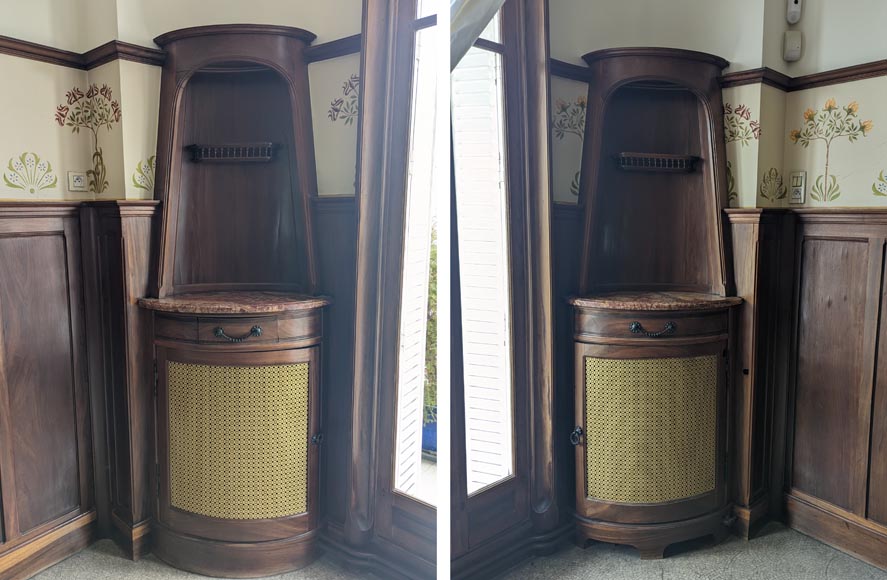 Boiserie de style Art Nouveau en acajou avec cheminée Boiserie de style Art Nouveau en acajou avec cheminée-23