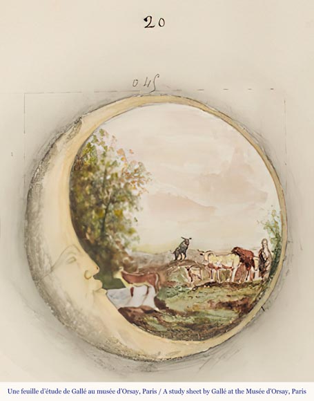 Émile GALLÉ, Plat d'ornement au singe grimant parmi les fleurs Émile GALLÉ, Plat d'ornement au singe grimant parmi les fleurs-1