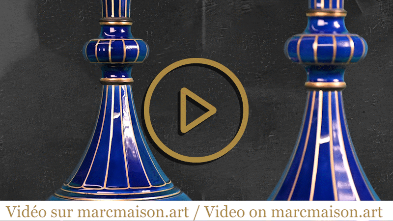 Manufacture de SÈVRES, paire de  vases persans bleus  Manufacture de SÈVRES, paire de  vases persans bleus -0