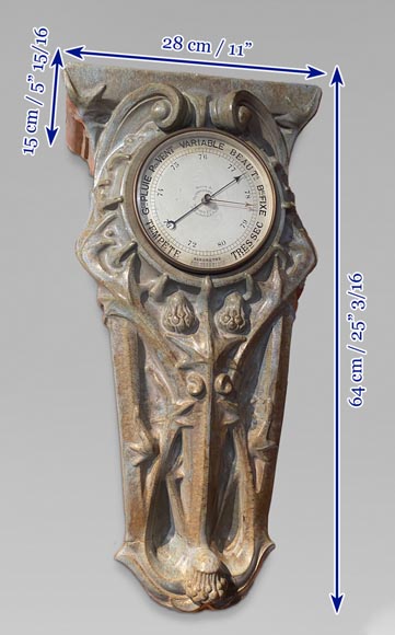 GENTIL & BOURDET « Modèle 1019 », Ensemble formé d’un baromètre et d’une pendule en grès GENTIL & BOURDET « Modèle 1019 », Ensemble formé d’un baromètre et d’une pendule en grès-6