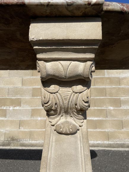 Console en marbre Rouge Royal et pieds en pierre Console en marbre Rouge Royal et pieds en pierre-4
