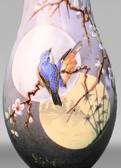 BACCARAT, Paire de vases au décor japonisants, vers 1900 BACCARAT, Paire de vases au décor japonisants, vers 1900-1