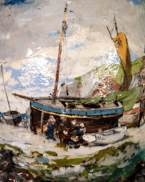 Un décor impressionniste, grand vase en faïence de Louis Auguste LEPÈRE pour la Faïencerie LAURIN Un décor impressionniste, grand vase en faïence de Louis Auguste LEPÈRE pour la Faïencerie LAURIN-2