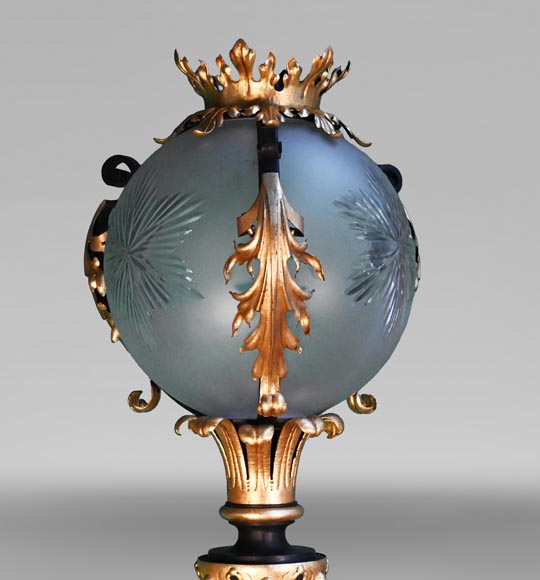 Maison Bernard, ferronnier d’art, paire de lampadaires richement ornés, vers 1889 Maison Bernard, ferronnier d’art, paire de lampadaires richement ornés, vers 1889-2