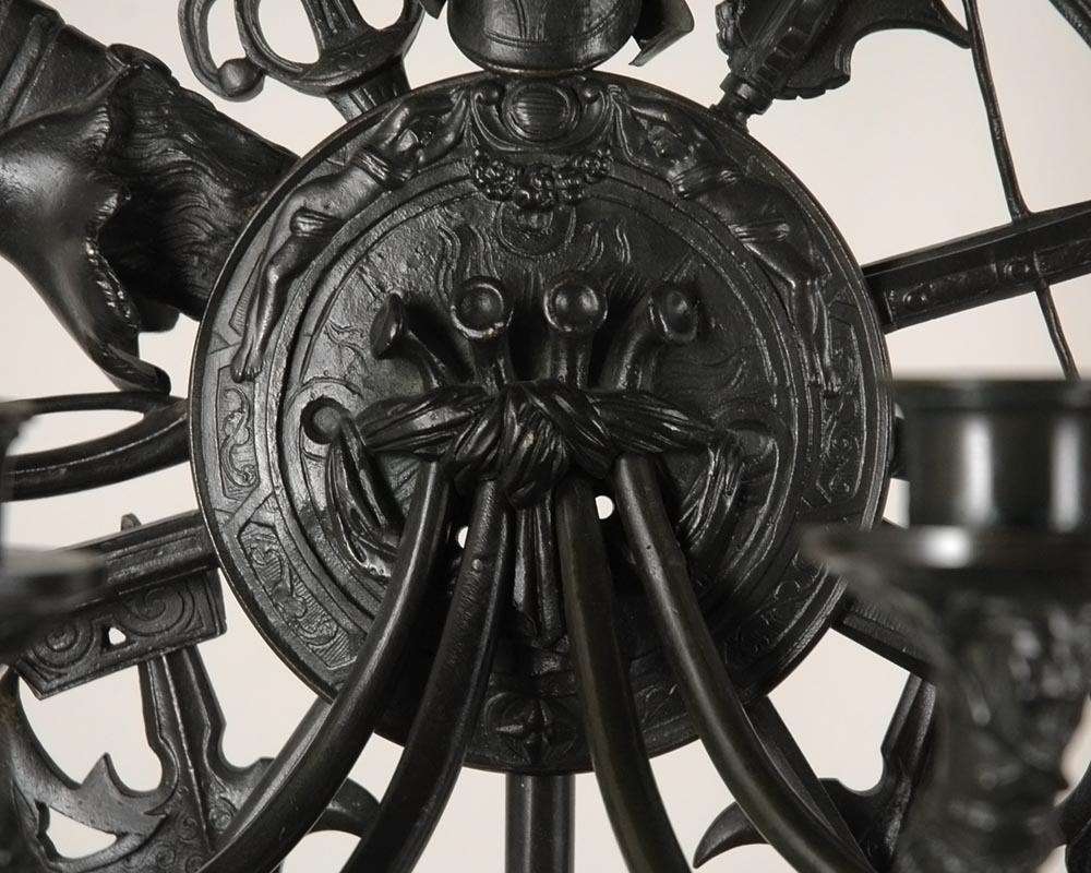 Entourage de GECHTER, candélabres "Aux guerriers" en bronze patiné Entourage de GECHTER, candélabres "Aux guerriers" en bronze patiné-7