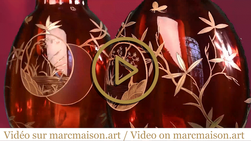 Cristallerie Saint-Louis, Paire de vases rubis au décor japonisants, v. 1880 Cristallerie Saint-Louis, Paire de vases rubis au décor japonisants, v. 1880-0