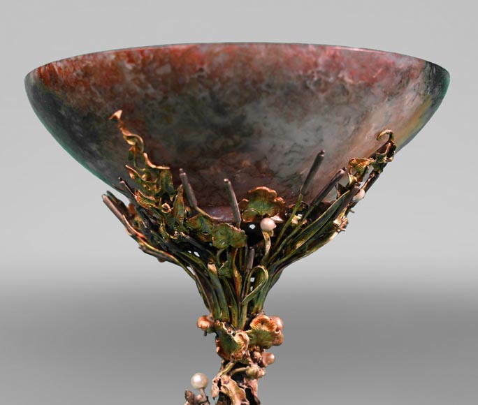 François-Désiré FROMENT-MEURICE, Coupe en argent, agate et malachite ornée d'un riche décor maritime, 1853 François-Désiré FROMENT-MEURICE, Coupe en argent, agate et malachite ornée d'un riche décor maritime, 1853-2