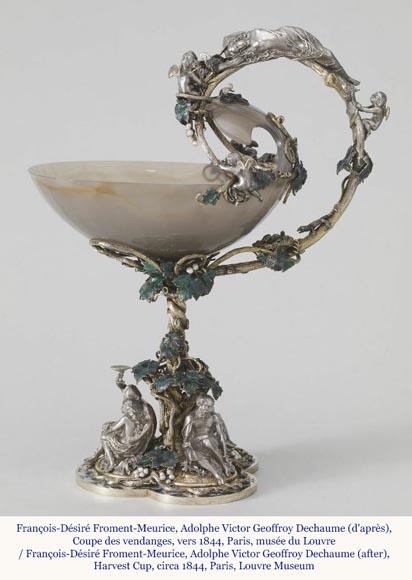 François-Désiré FROMENT-MEURICE, Coupe en argent, agate et malachite ornée d'un riche décor maritime, 1853 François-Désiré FROMENT-MEURICE, Coupe en argent, agate et malachite ornée d'un riche décor maritime, 1853-5