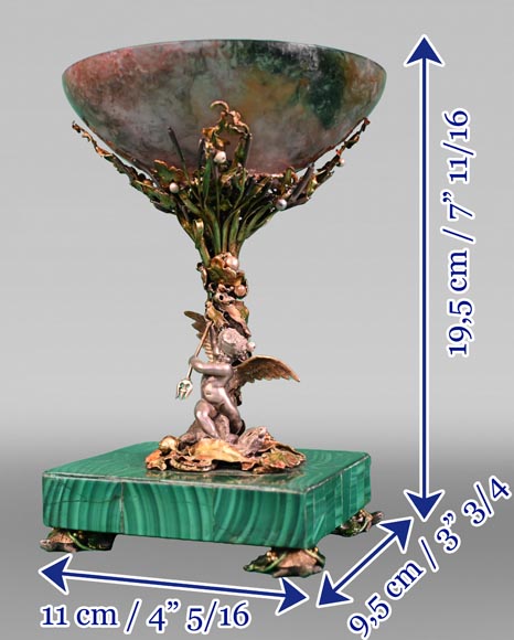 François-Désiré FROMENT-MEURICE, Coupe en argent, agate et malachite ornée d'un riche décor maritime, 1853 François-Désiré FROMENT-MEURICE, Coupe en argent, agate et malachite ornée d'un riche décor maritime, 1853-6