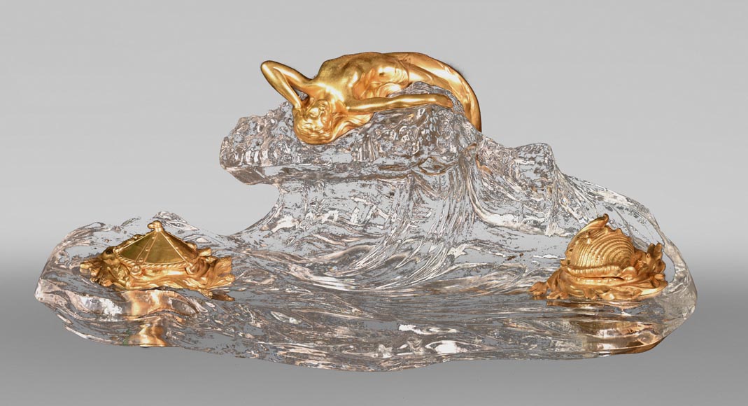 Cristallerie BACCARAT, Encrier La Vague, 1909  Cristallerie BACCARAT, Encrier La Vague, 1909 -0