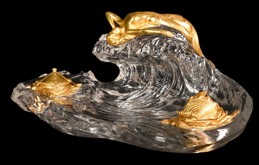 Cristallerie BACCARAT, Encrier La Vague, 1909  Cristallerie BACCARAT, Encrier La Vague, 1909 -2