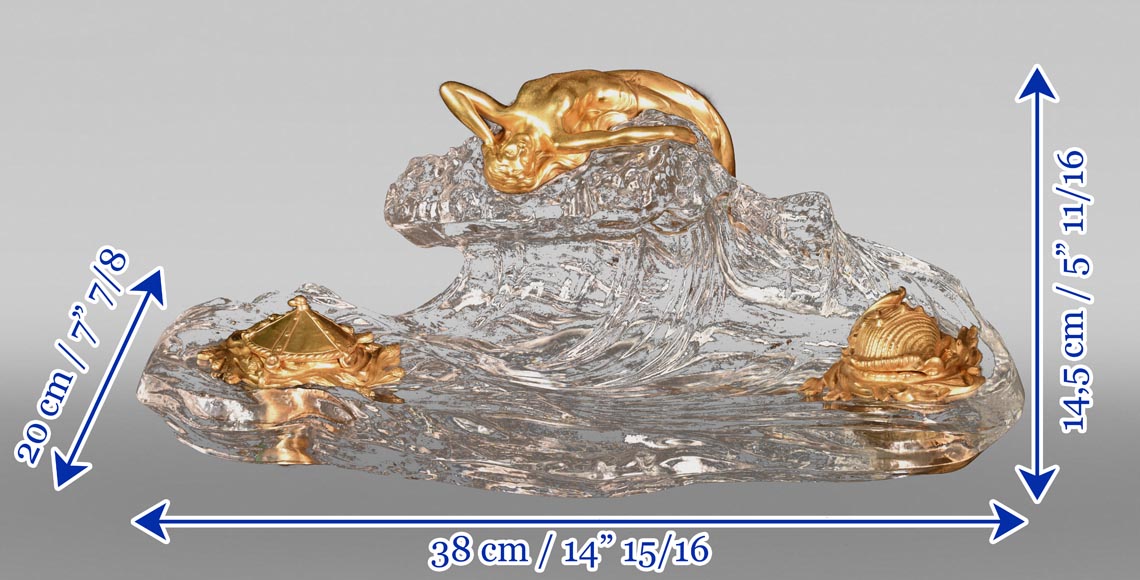 Cristallerie BACCARAT, Encrier La Vague, 1909  Cristallerie BACCARAT, Encrier La Vague, 1909 -10