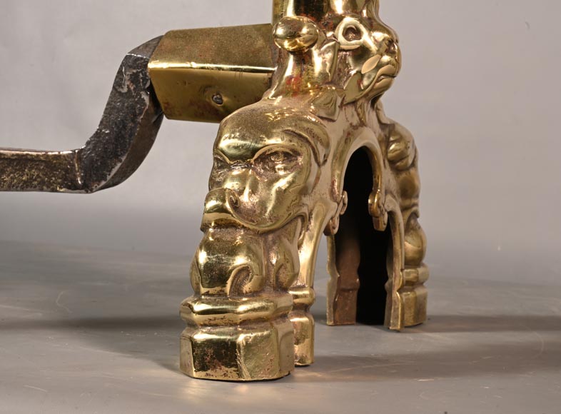 Paire de chenêts en bronze doré Paire de chenêts en bronze doré-5