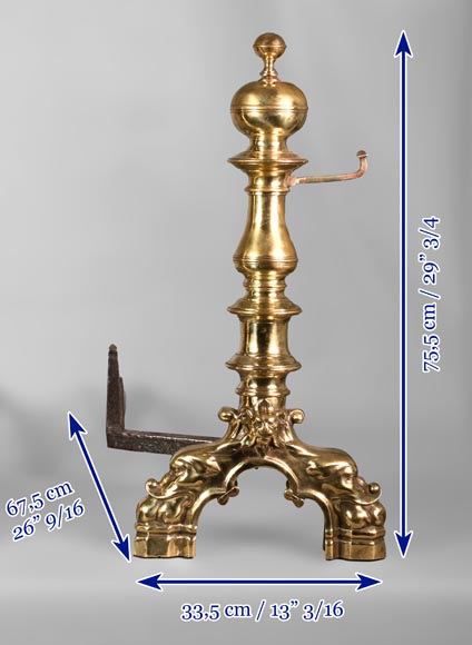 Paire de chenêts en bronze doré Paire de chenêts en bronze doré-8