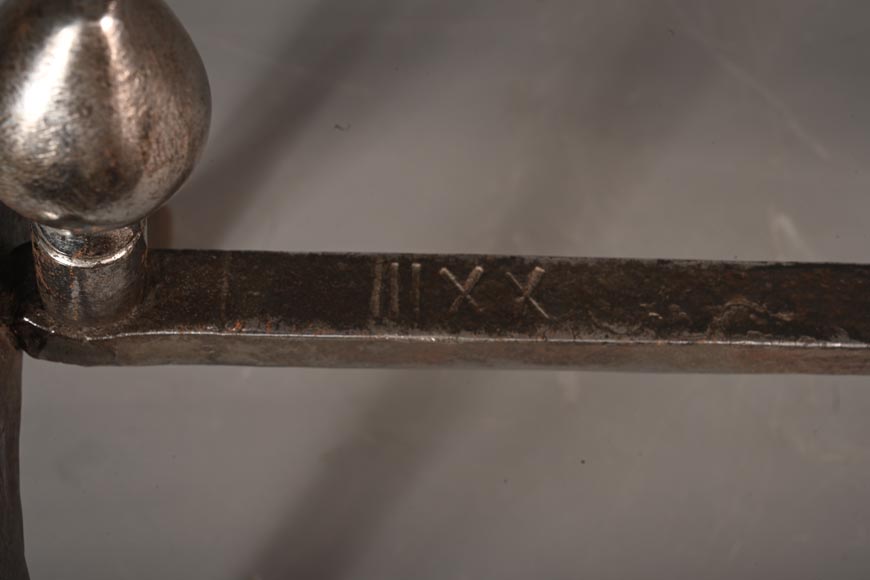Paire de chenêts aux fers à cheval, XIXe siècle Paire de chenêts aux fers à cheval, XIXe siècle-4