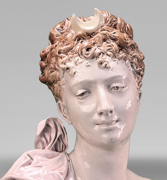 Louis-Robert CARRIER-BELLEUSE pour la faïencerie de CHOISY-LE-ROY, Buste de Diane, vers 1900 Louis-Robert CARRIER-BELLEUSE pour la faïencerie de CHOISY-LE-ROY, Buste de Diane, vers 1900-3
