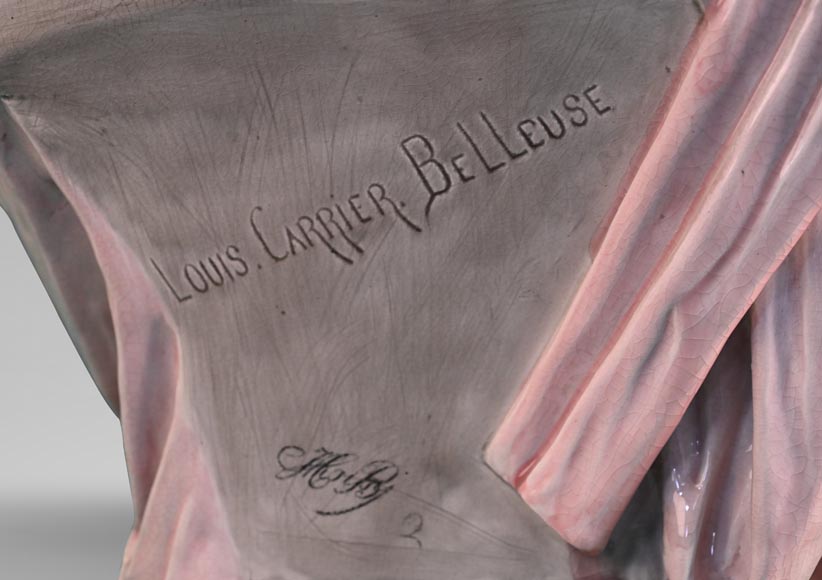 Louis-Robert CARRIER-BELLEUSE pour la faïencerie de CHOISY-LE-ROY, Buste de Diane, vers 1900 Louis-Robert CARRIER-BELLEUSE pour la faïencerie de CHOISY-LE-ROY, Buste de Diane, vers 1900-6