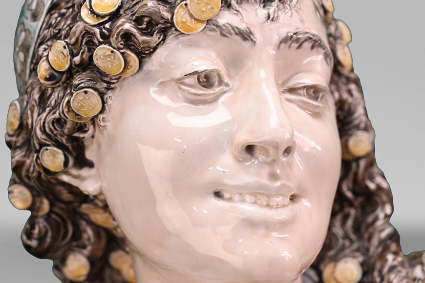 Albert-Ernest CARRIER-BELLEUSE, Faïencerie de CHOISY-LE-ROI, Buste d'une Orientale en faïence émaillée Albert-Ernest CARRIER-BELLEUSE, Faïencerie de CHOISY-LE-ROI, Buste d'une Orientale en faïence émaillée-3