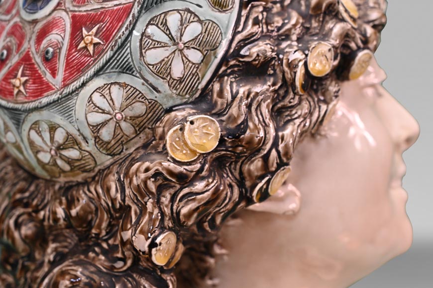 Albert-Ernest CARRIER-BELLEUSE, Faïencerie de CHOISY-LE-ROI, Buste d'une Orientale en faïence émaillée Albert-Ernest CARRIER-BELLEUSE, Faïencerie de CHOISY-LE-ROI, Buste d'une Orientale en faïence émaillée-4