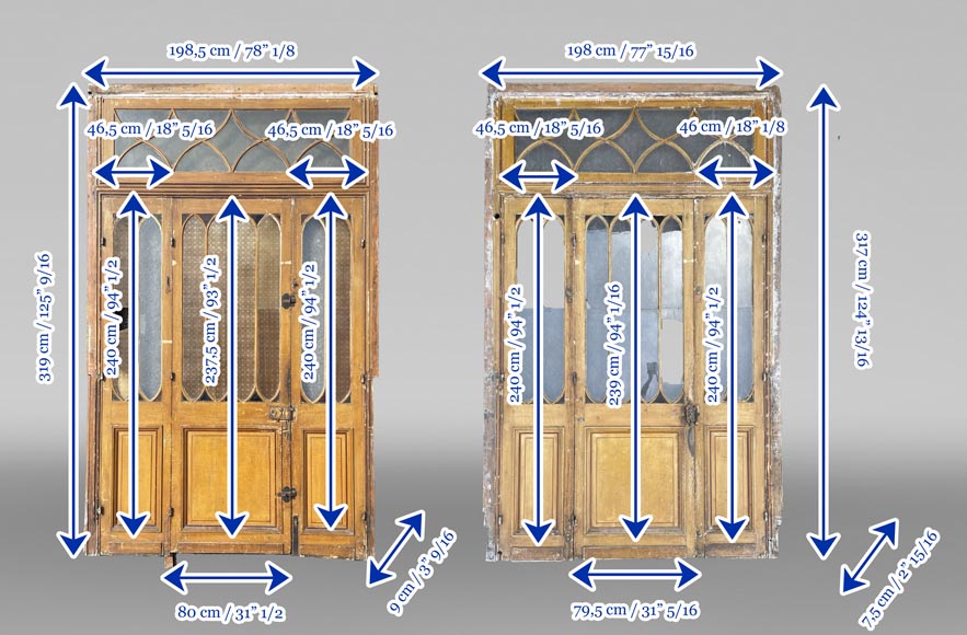 Paire de triples portes avec châssis vitré – vers 1900 Paire de triples portes avec châssis vitré – vers 1900-10