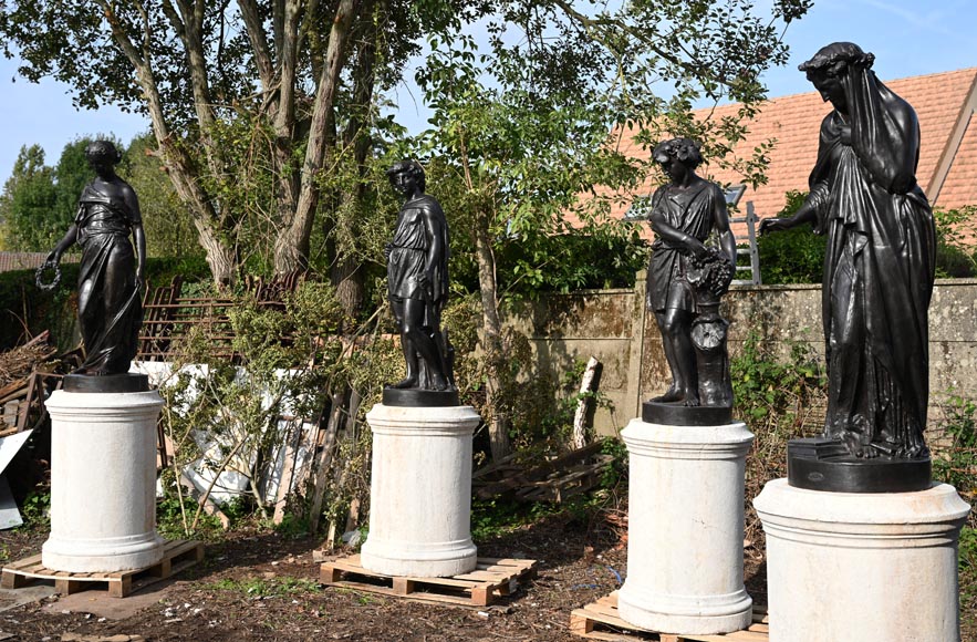 Mathurin MOREAU pour la FONDERIE DU VAL D’OSNE, “Les Quatre Saisons”, série de 4 statues en fonte représentant des allégories du printemps, de l'été, de l’automne et de l’hiver Mathurin MOREAU pour la FONDERIE DU VAL D’OSNE, “Les Quatre Saisons”, série de 4 statues en fonte représentant des allégories du printemps, de l'été, de l’automne et de l’hiver-2