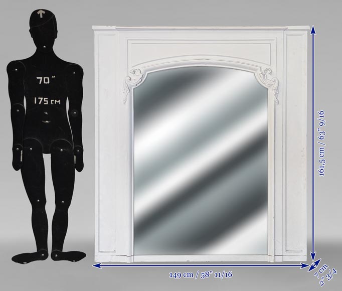 Trumeau de style Régence mouluré à l'encadrement arrondi avec feuilles d'acanthe dans les angles Trumeau de style Régence mouluré à l'encadrement arrondi avec feuilles d'acanthe dans les angles-5