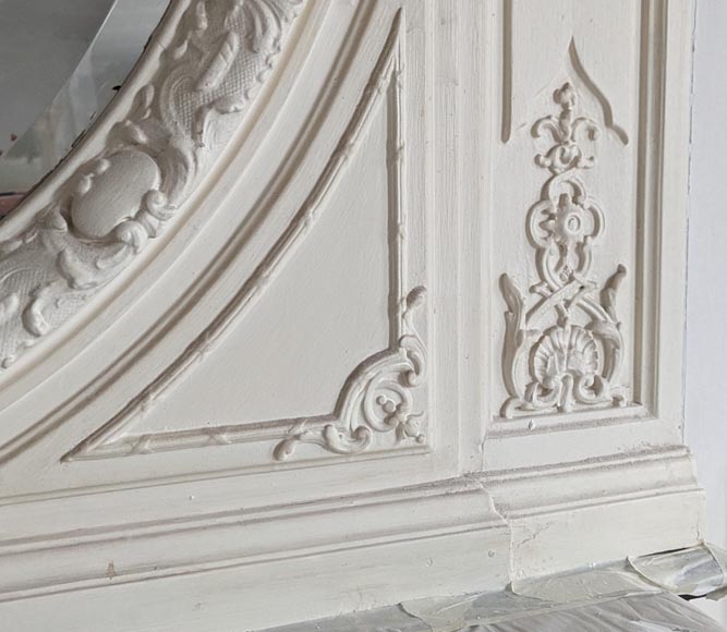 Trumeau de style Napoléon III richement décoré au miroir ovale biseauté Trumeau de style Napoléon III richement décoré au miroir ovale biseauté-6