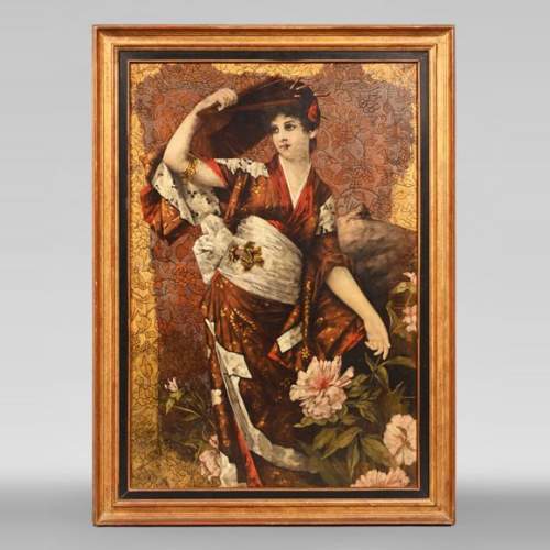 Conrad KIESEL (d’après), Portrait japonisant d’une femme vêtue d’un kimono, vers 1880