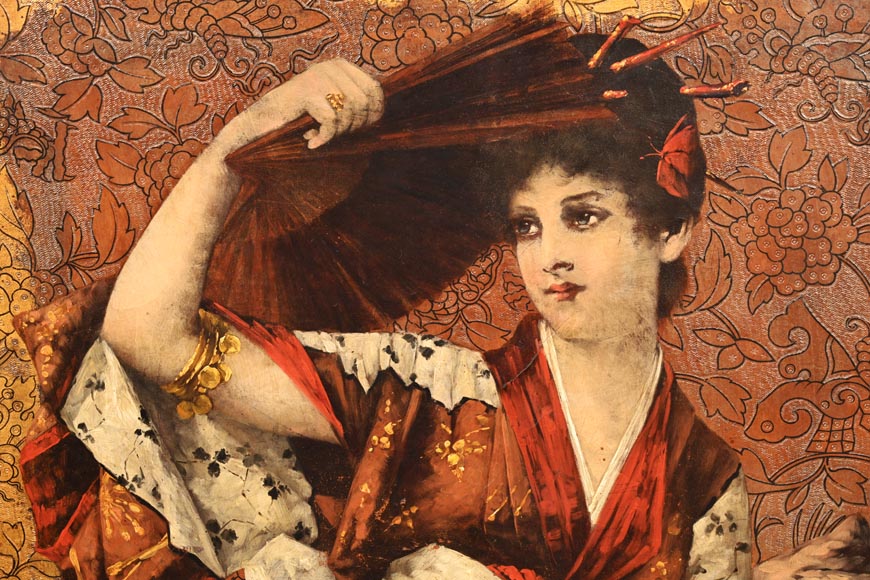 Conrad KIESEL (d’après), Portrait japonisant d’une femme vêtue d’un kimono, vers 1880 Conrad KIESEL (d’après), Portrait japonisant d’une femme vêtue d’un kimono, vers 1880-2