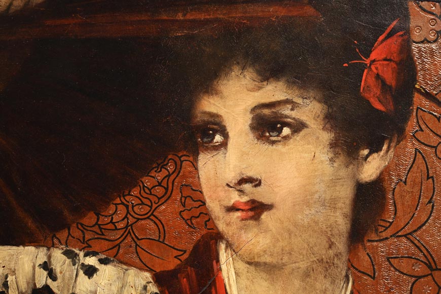 Conrad KIESEL (d’après), Portrait japonisant d’une femme vêtue d’un kimono, vers 1880 Conrad KIESEL (d’après), Portrait japonisant d’une femme vêtue d’un kimono, vers 1880-3