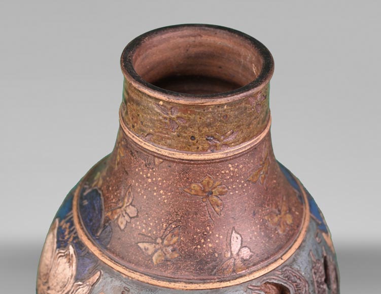 Ernest CHAPLET pour la manufacture HAVILAND, Vase au décor de plantes aquatiques, vers 1880 Ernest CHAPLET pour la manufacture HAVILAND, Vase au décor de plantes aquatiques, vers 1880-3