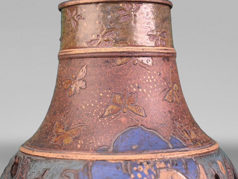 Ernest CHAPLET pour la manufacture HAVILAND, Vase au décor de plantes aquatiques, vers 1880 Ernest CHAPLET pour la manufacture HAVILAND, Vase au décor de plantes aquatiques, vers 1880-4