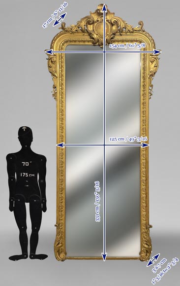 Grand trumeau doré au grand médaillon central de style Napoléon III Grand trumeau doré au grand médaillon central de style Napoléon III-10