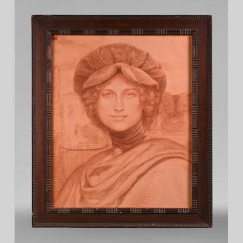 Armand POINT, Dessin préparatoire du tableau Jeune femme à la toque verte, 1905