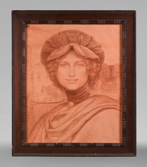 Armand POINT, Dessin préparatoire du tableau Jeune femme à la toque verte, 1905 Armand POINT, Dessin préparatoire du tableau Jeune femme à la toque verte, 1905-0