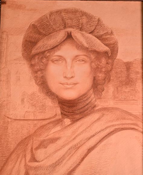 Armand POINT, Dessin préparatoire du tableau Jeune femme à la toque verte, 1905 Armand POINT, Dessin préparatoire du tableau Jeune femme à la toque verte, 1905-1