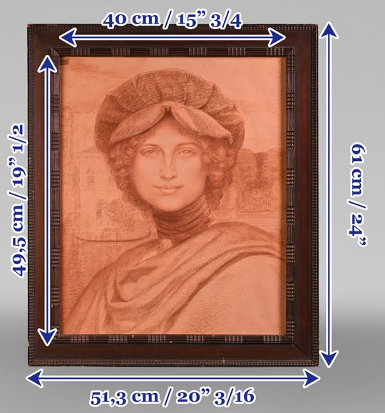 Armand POINT, Dessin préparatoire du tableau Jeune femme à la toque verte, 1905 Armand POINT, Dessin préparatoire du tableau Jeune femme à la toque verte, 1905-8