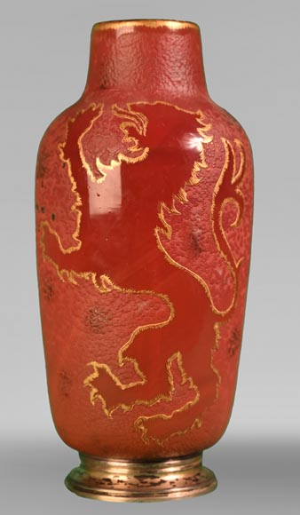 Frères DAUM, vase au lion rampant, vers 1893 Frères DAUM, vase au lion rampant, vers 1893-0