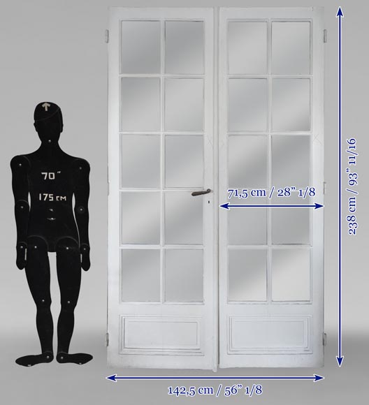 Ensemble de 3 double portes à petits carreaux Ensemble de 3 double portes à petits carreaux-13