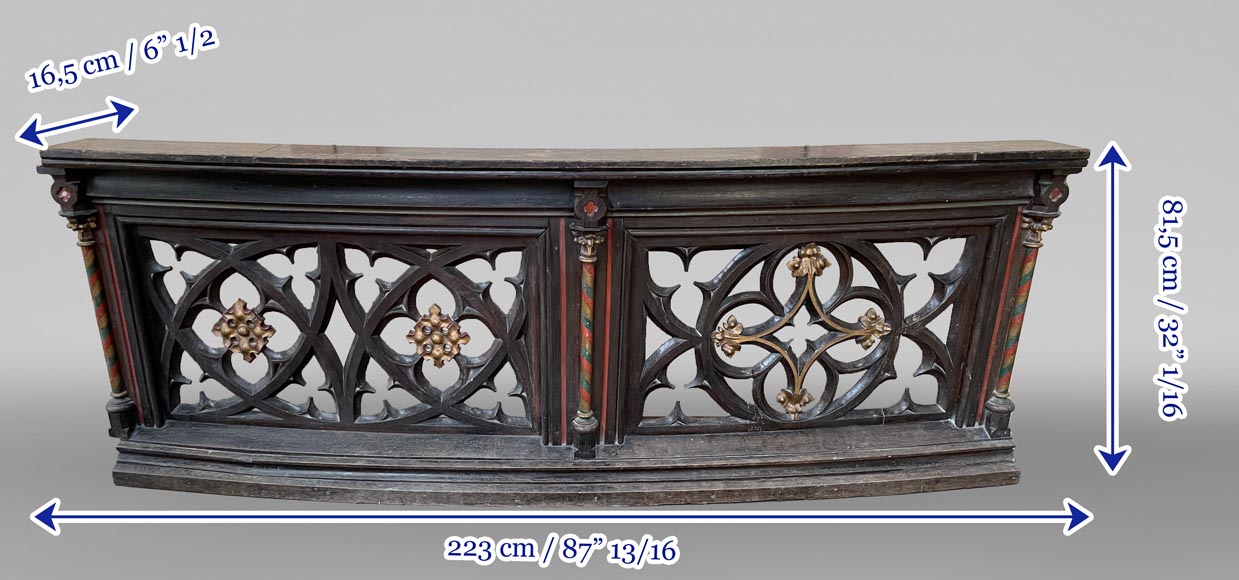 Élément de balustrade néo-gothique en bois doré et polychrome, XIXe siècle Élément de balustrade néo-gothique en bois doré et polychrome, XIXe siècle-9