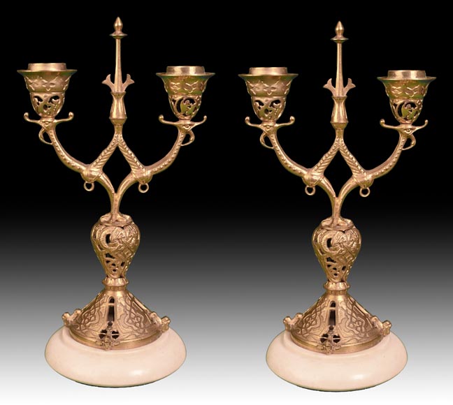 Victor GEOFFROY-DECHAUME (modèle), Auguste-Maximilien DELAFONTAINE (bronzier), Garniture « persane » en bronze doré, vers 1852 Victor GEOFFROY-DECHAUME (modèle), Auguste-Maximilien DELAFONTAINE (bronzier), Garniture « persane » en bronze doré, vers 1852-3