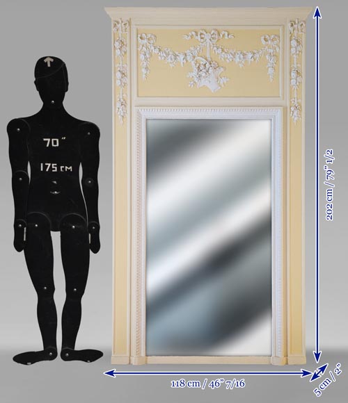 Trumeau de style Louis XVI décoré d'un panier et de guirlandes fleuris Trumeau de style Louis XVI décoré d'un panier et de guirlandes fleuris-6