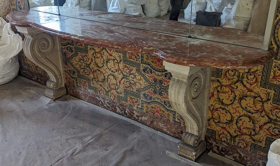 Console en marbre du Languedoc et pieds en pierre Console en marbre du Languedoc et pieds en pierre-5