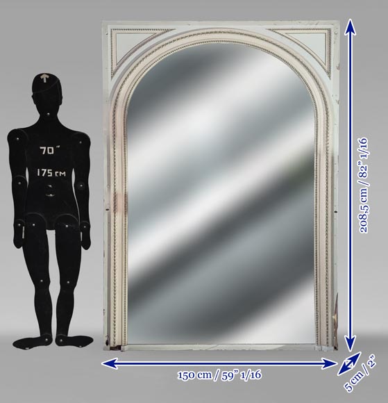 Trumeau de style Louis XVI au dessus arrondi décoré de frises de perles Trumeau de style Louis XVI au dessus arrondi décoré de frises de perles-6