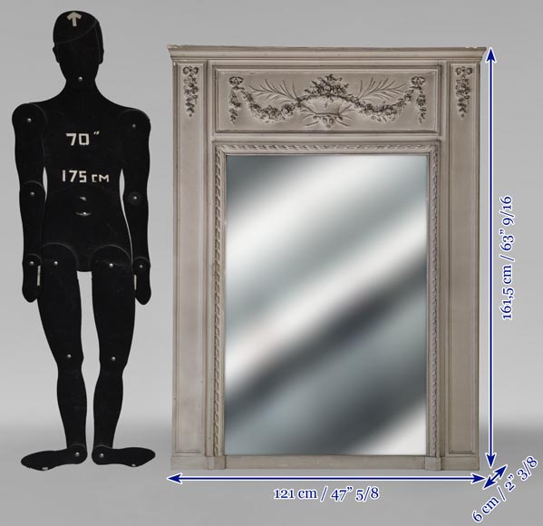 Trumeau de style Louis XVI au panier et guirlande de fleurs Trumeau de style Louis XVI au panier et guirlande de fleurs-7