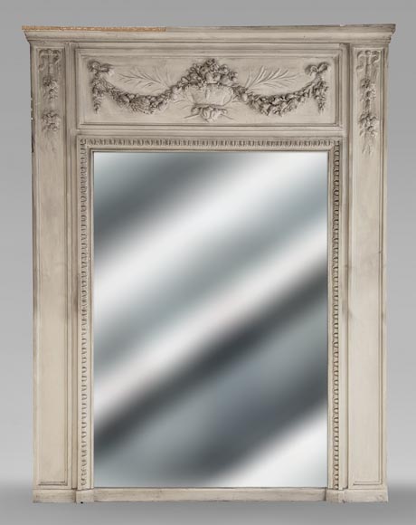 Trumeau de style Louis XVI décoré d'un panier de fruits Trumeau de style Louis XVI décoré d'un panier de fruits-0